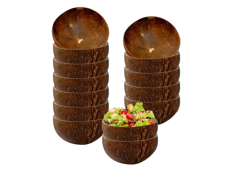 6 Bol de Noix de Coco Hêtre Baie Ensemble Artisanat Coques Assiettes Perlé Bougie Parfumée