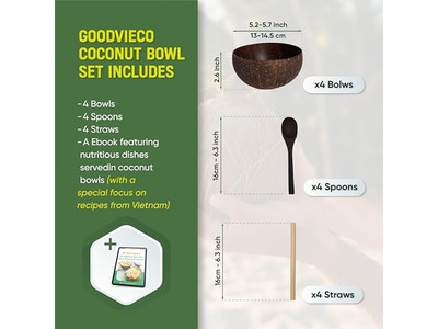 Bols en Bambou 7 Pour Nourriture Crème Glacée Bol de Noix de Coco 32 4 Énorme Coque Bio