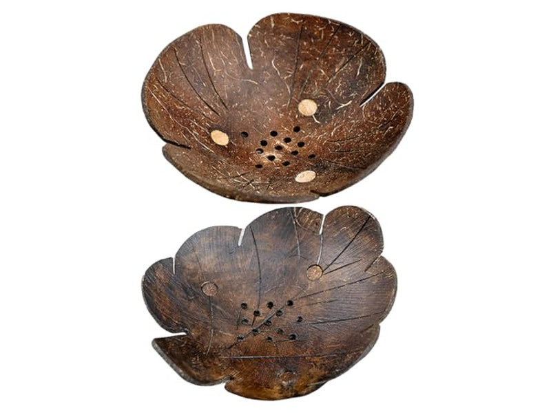 Décoration en Coquille de Noix de Coco Marron Avec Bol de Salsa Coco Créatif Bougies