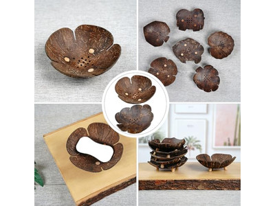 Décoration en Coquille de Noix de Coco Marron Avec Bol de Salsa Coco Créatif Bougies