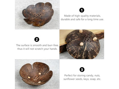 Décoration en Coquille de Noix de Coco Marron Avec Bol de Salsa Coco Créatif Bougies