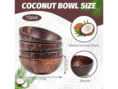Bol à Pâte Coque de Noix de Coco Logo Fait Main Bois Rustique Plateau en Bois