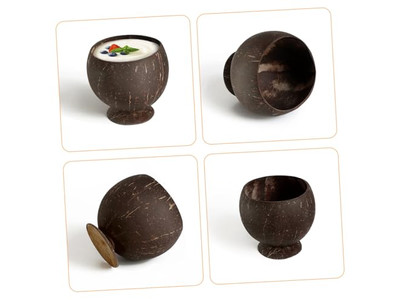 Ensemble d'un Bol en Noix de Coco Semblable avec Support Couvercle de Logo de Bols Vietnamiens